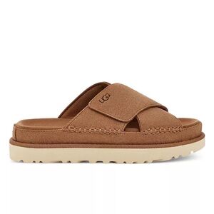 UGG golden star criss cross slide platform Tan Sandals
